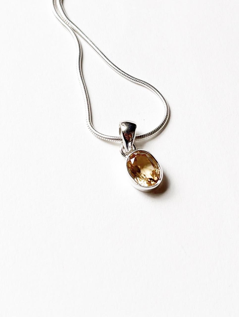 Citrine Oval Cut 925 Sterling Silver Pendant