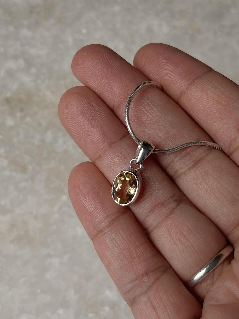 Citrine Oval Cut 925 Sterling Silver Pendant