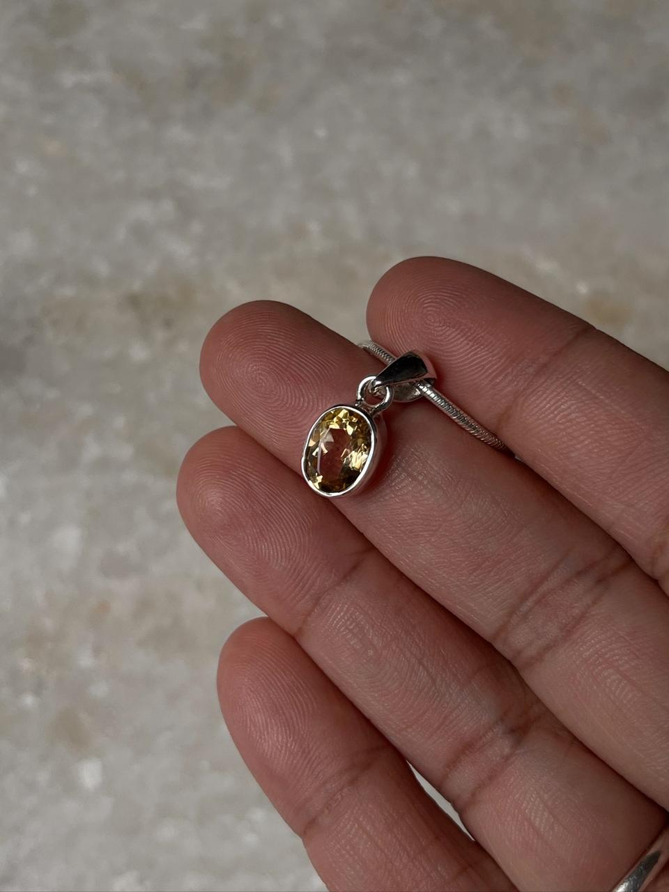 Citrine Oval Cut 925 Sterling Silver Pendant
