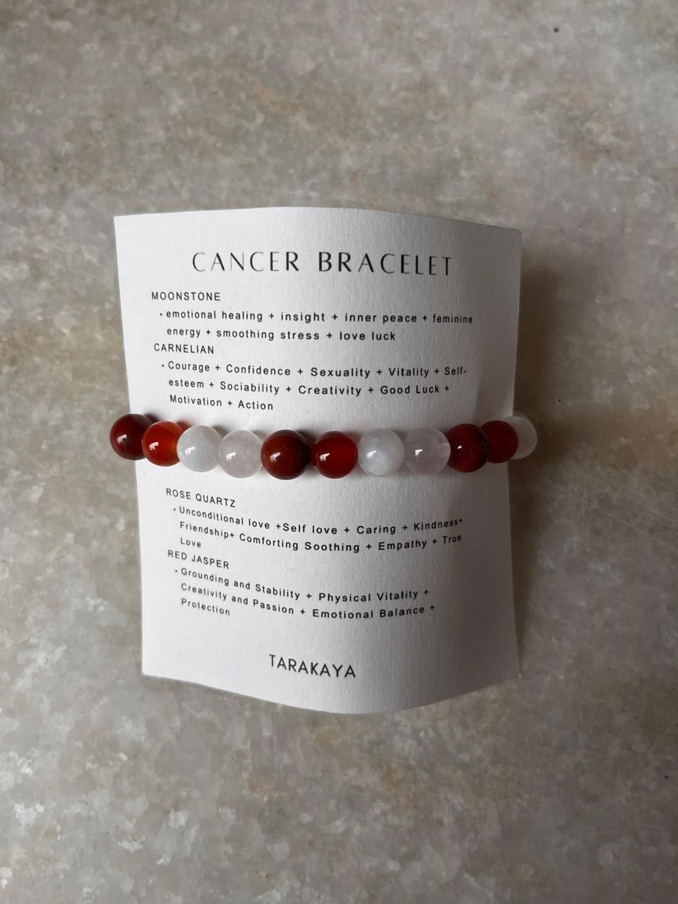 Handmade Cancer zodiac bracelet with one gemstone