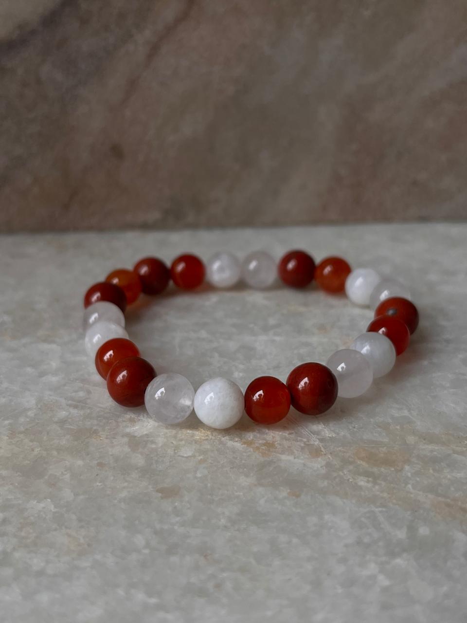 Minimalist Cancer astrology bracelet with natural gemstone