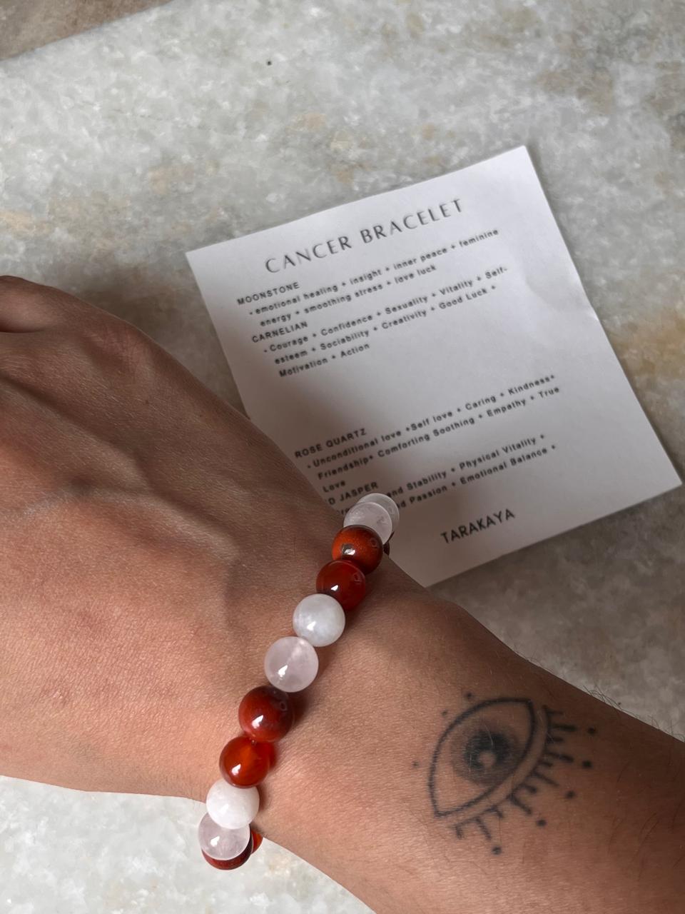 Cancer birthstone bracelet with 8MM crystal beads