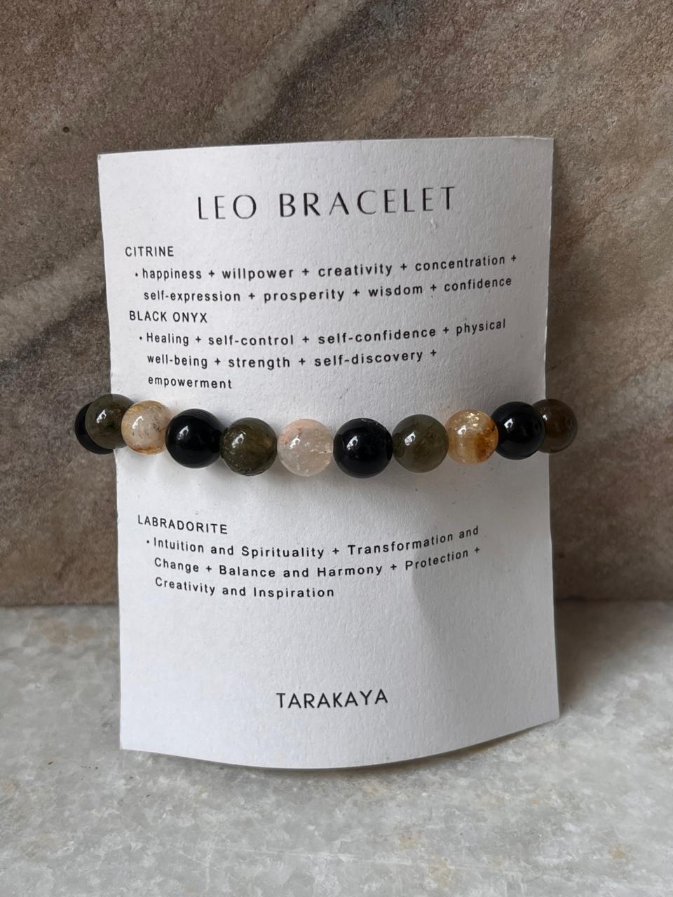 Minimalist Leo zodiac bracelet with natural gemstone