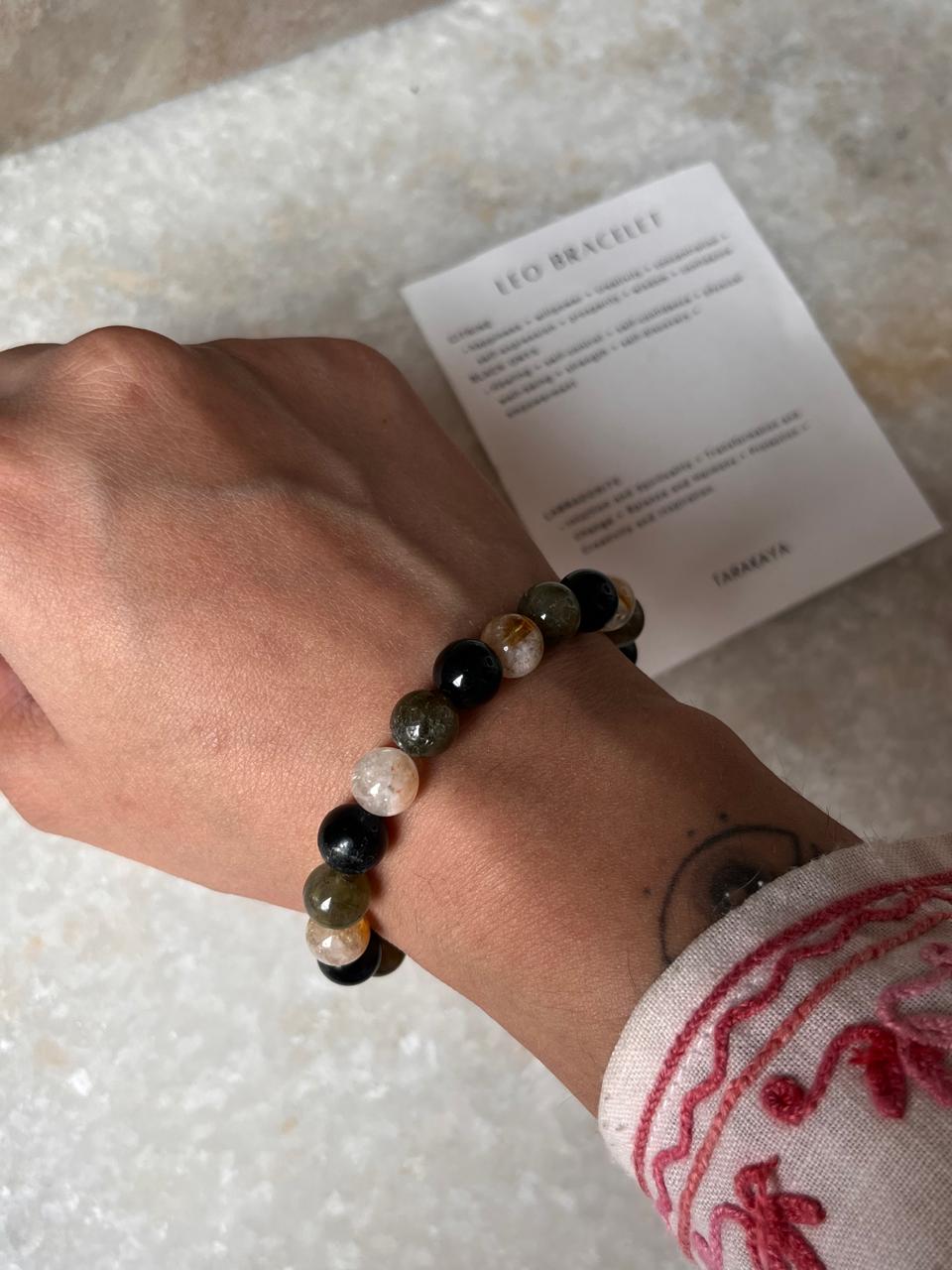 8MM natural crystal bead bracelet for Leo sign