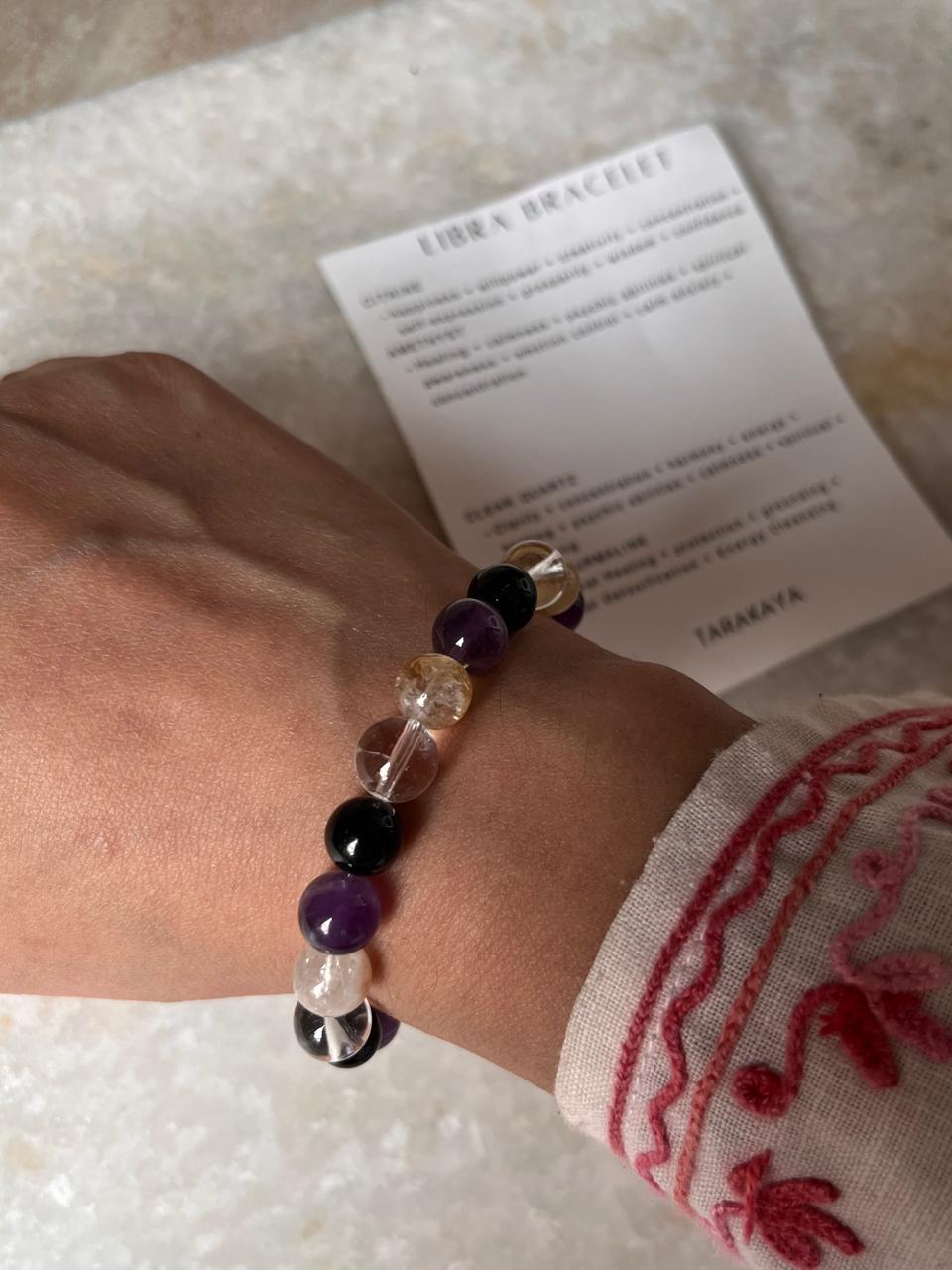 Libra zodiac bracelet with single healing crystal