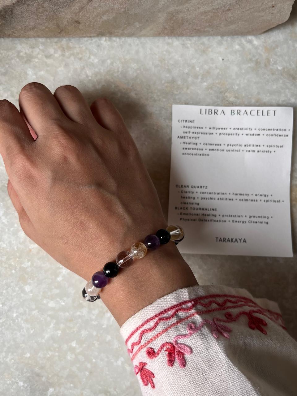 Libra birthstone crystal bracelet with 8MM beads