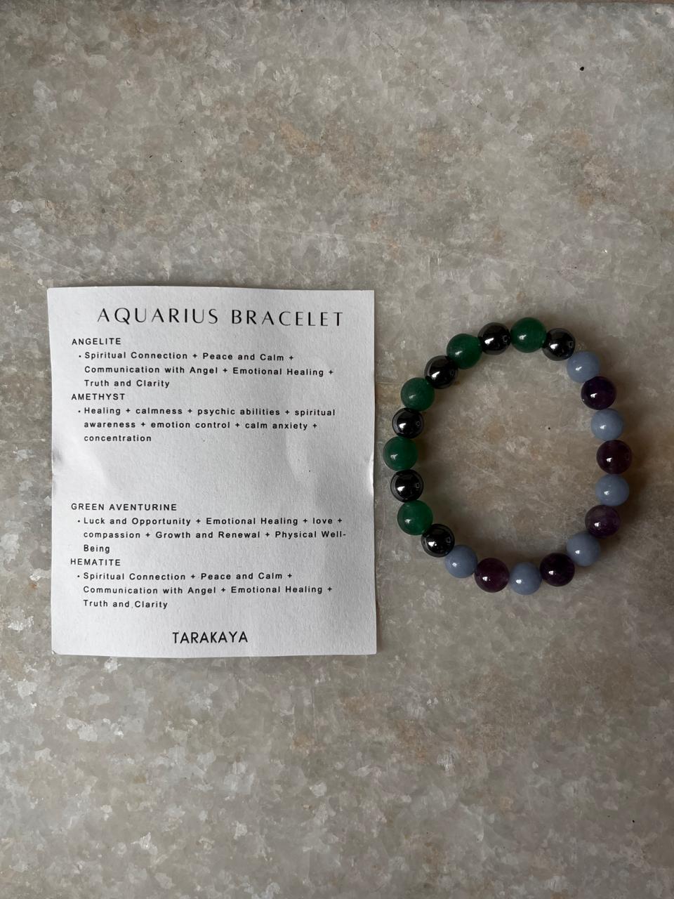 Handmade Aquarius bracelet with one gemstone