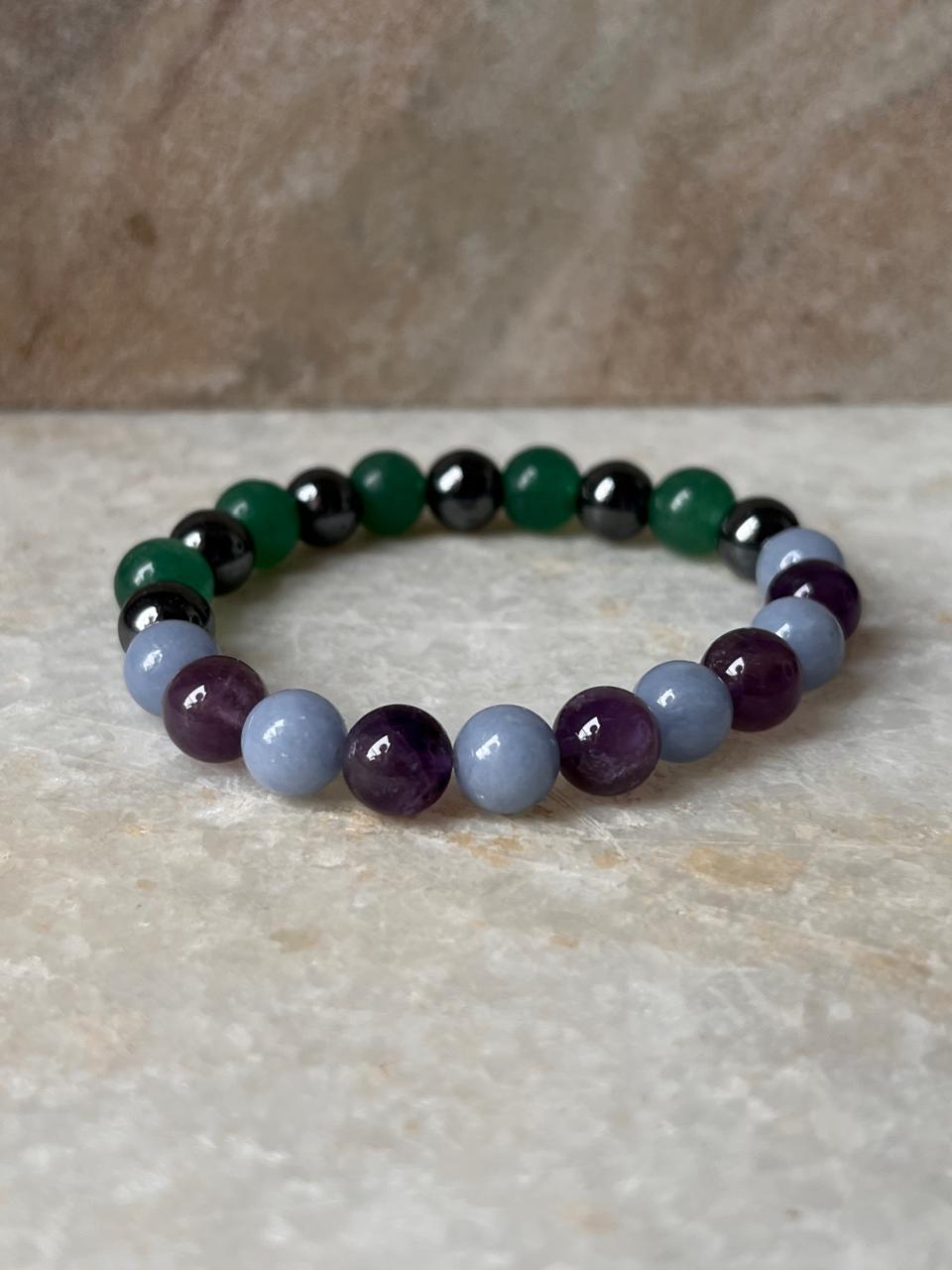 Astrology bracelet for Aquarius with 8MM gemstone beads