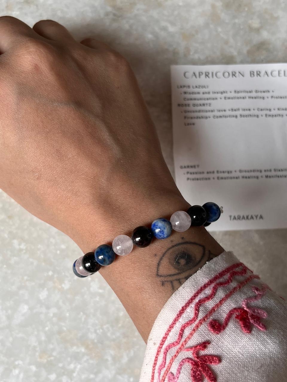 Handmade Capricorn bracelet with dual gemstones