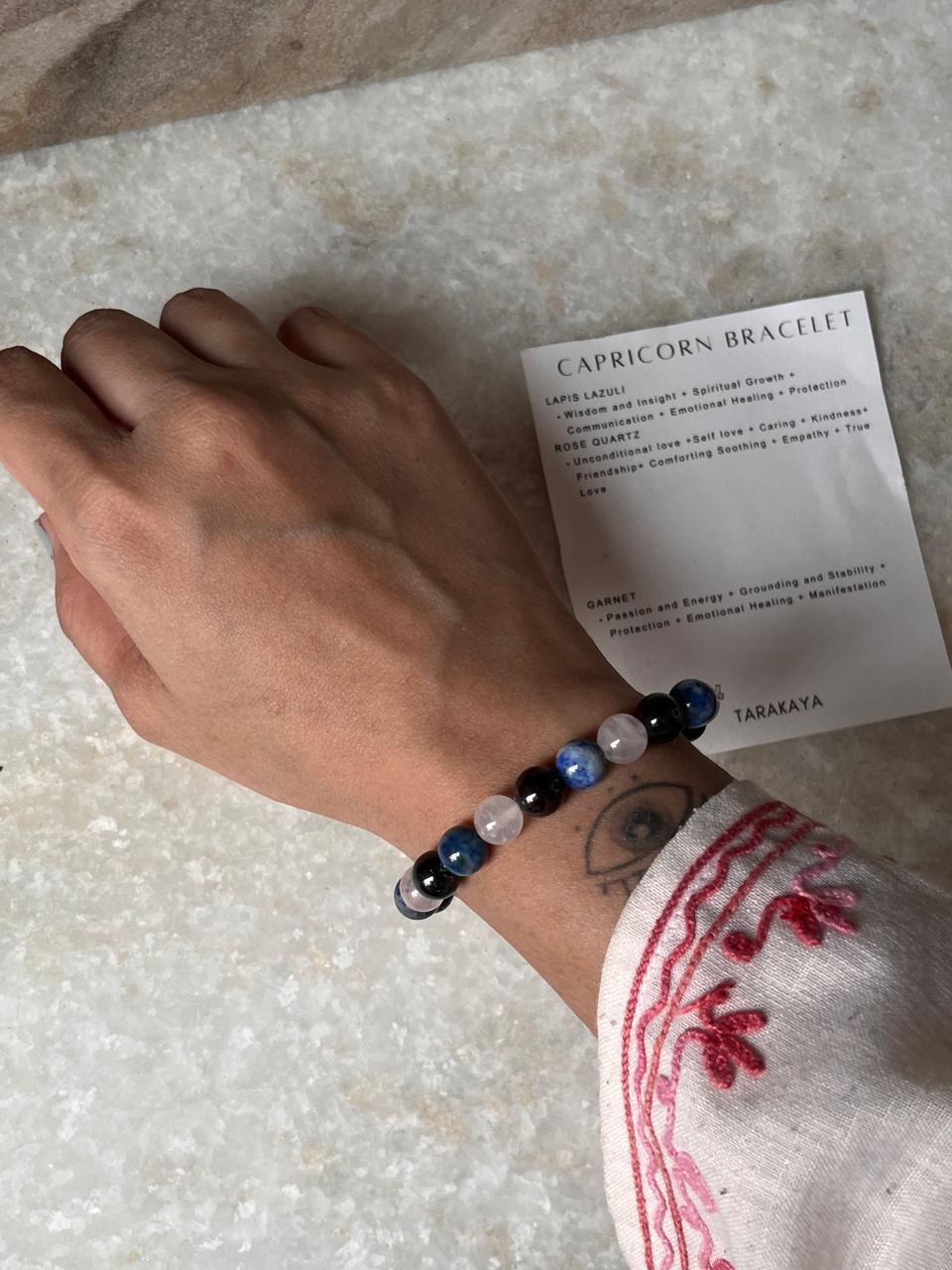 Two-stone Capricorn birthstone bracelet with crystals