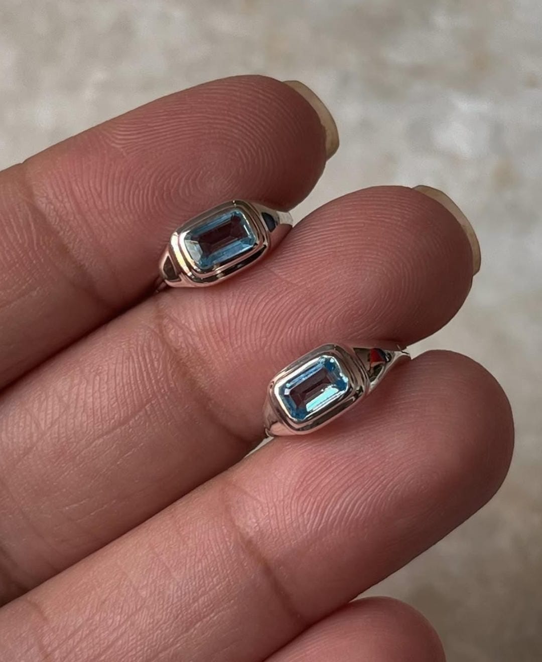 Blue Topaz Huggies 925 Sterling Silver Earrings