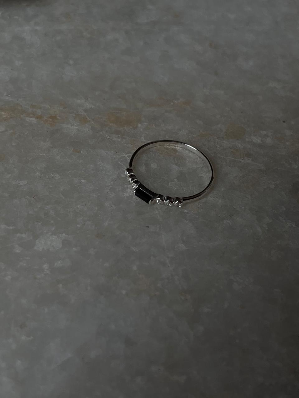 Black Spinel & White Topaz Twilight Stack 925 Sterling Silver Ring