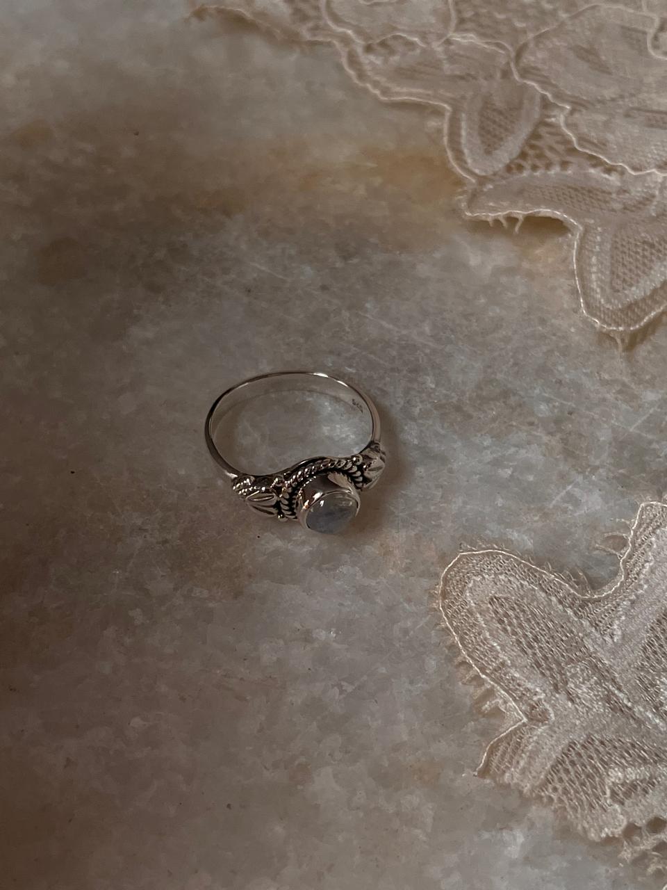 Moonstone Round Boho 925 Sterling Silver Ring