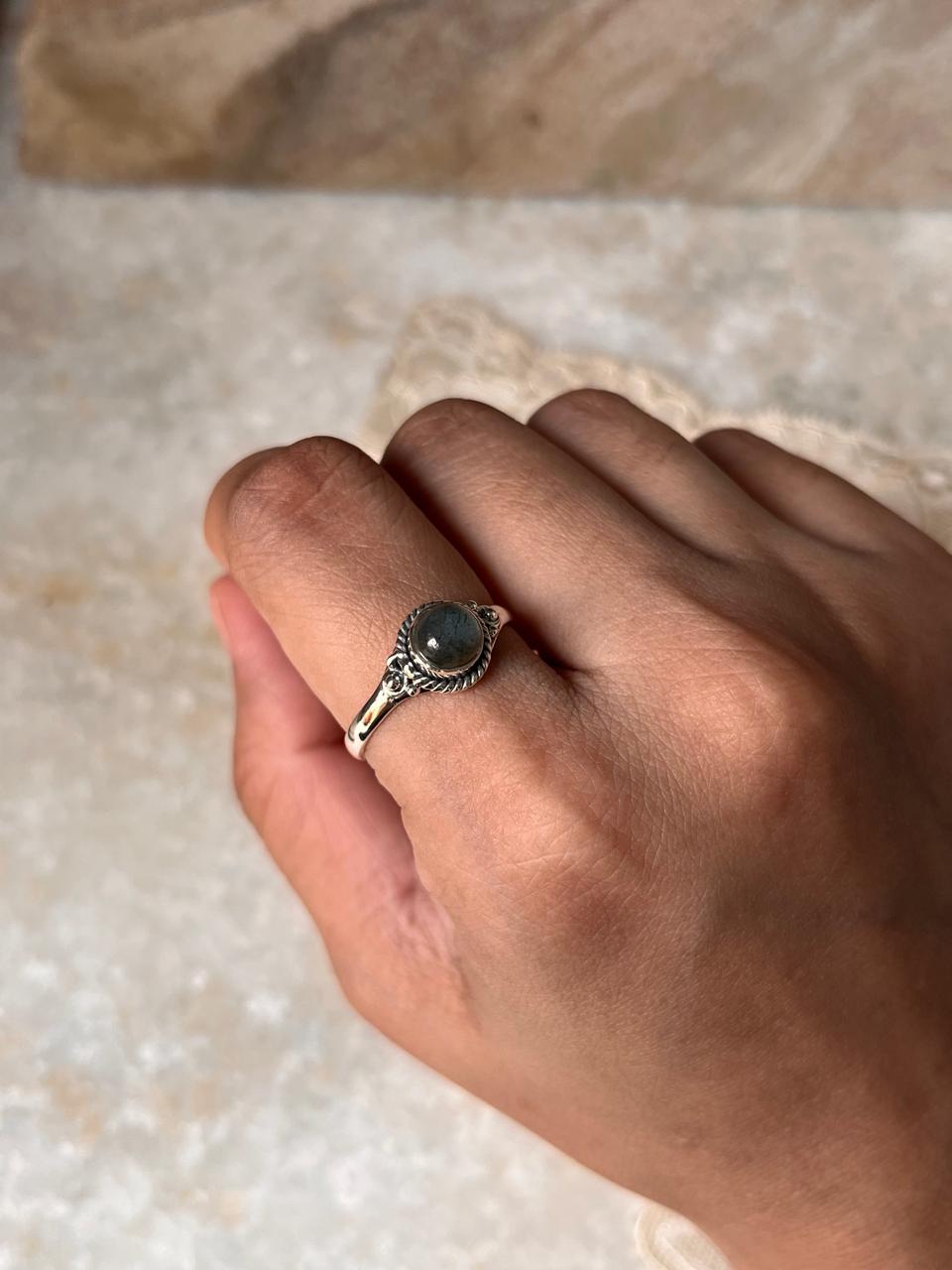 Boho Labradorite Statement Ring in Solid 925 Sterling Silver