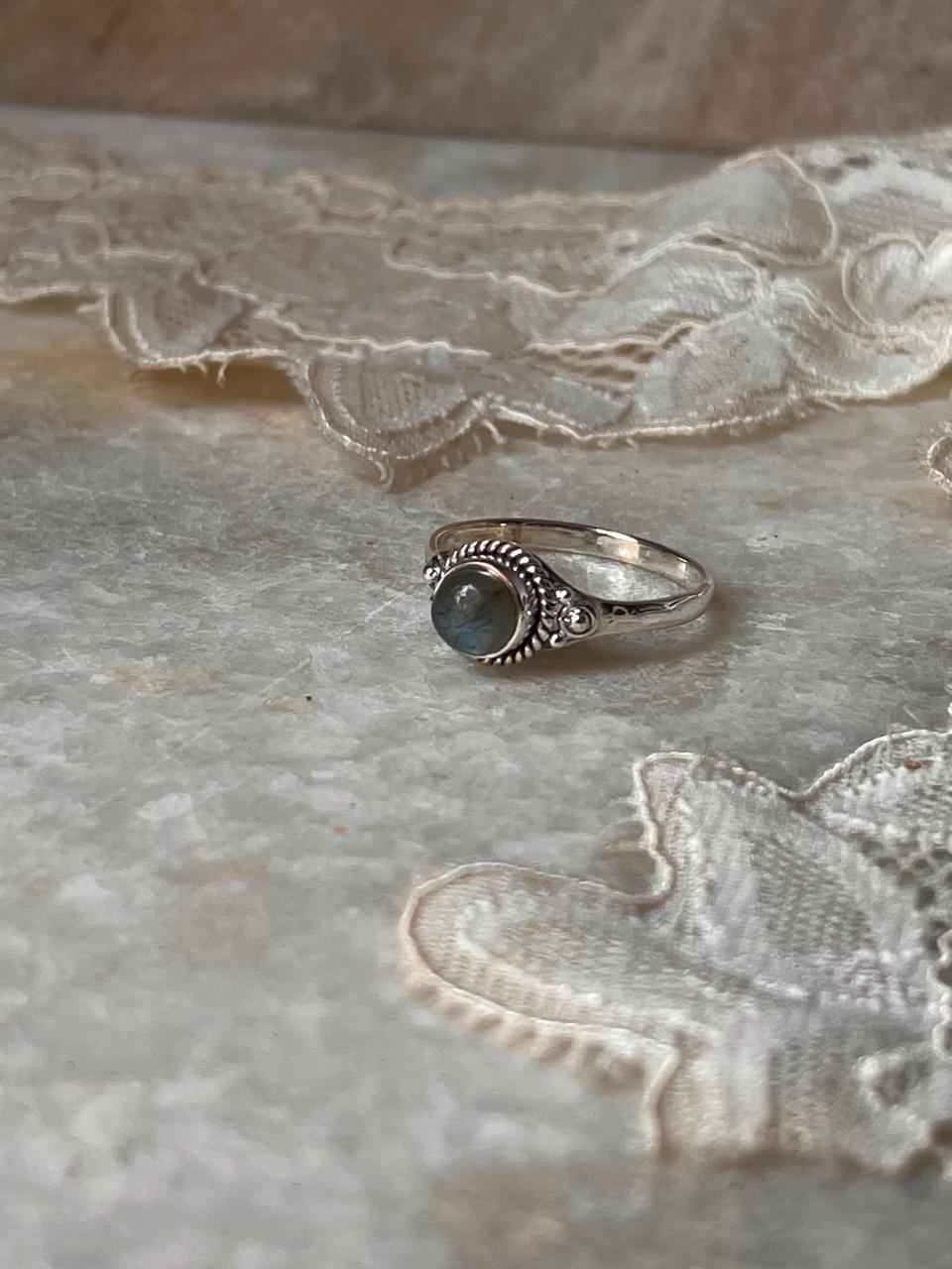 Labradorite Bohemian Style Ring in Polished Sterling Silver