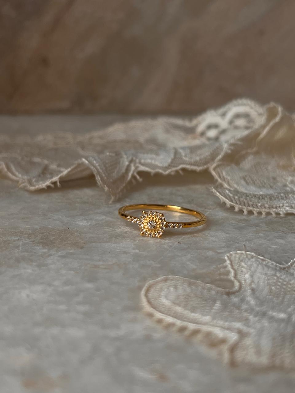 Gold Vermeil White Topaz Solitaire 925 Sterling Silver Ring