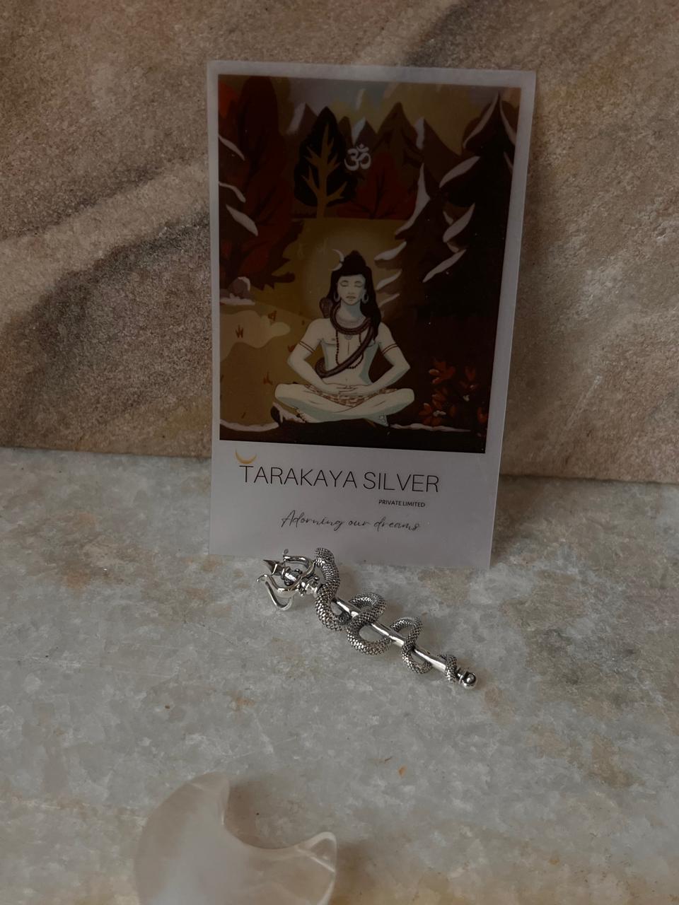 Snake Entwined Trident Pendant – Sacred Design in 925 Silver