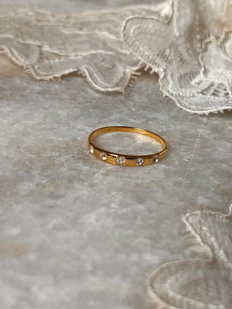 Gold Vermeil Eclipse White Topaz Band 925 Sterling Silver Ring