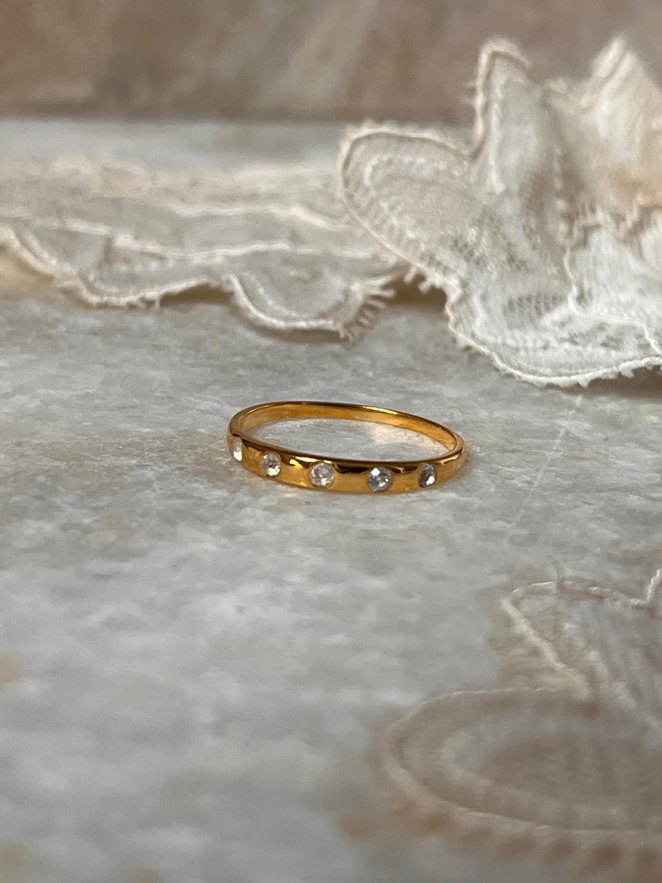 Gold Vermeil Eclipse White Topaz Band 925 Sterling Silver Ring