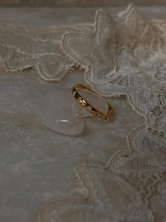 Gold Vermeil Eclipse White Topaz Band 925 Sterling Silver Ring