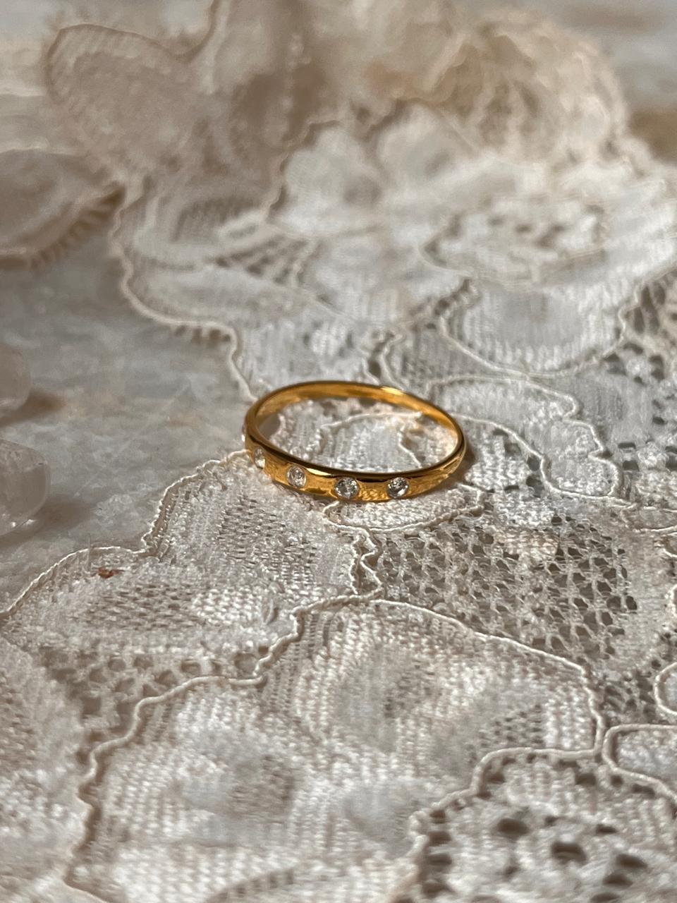 Gold Vermeil Eclipse White Topaz Band 925 Sterling Silver Ring
