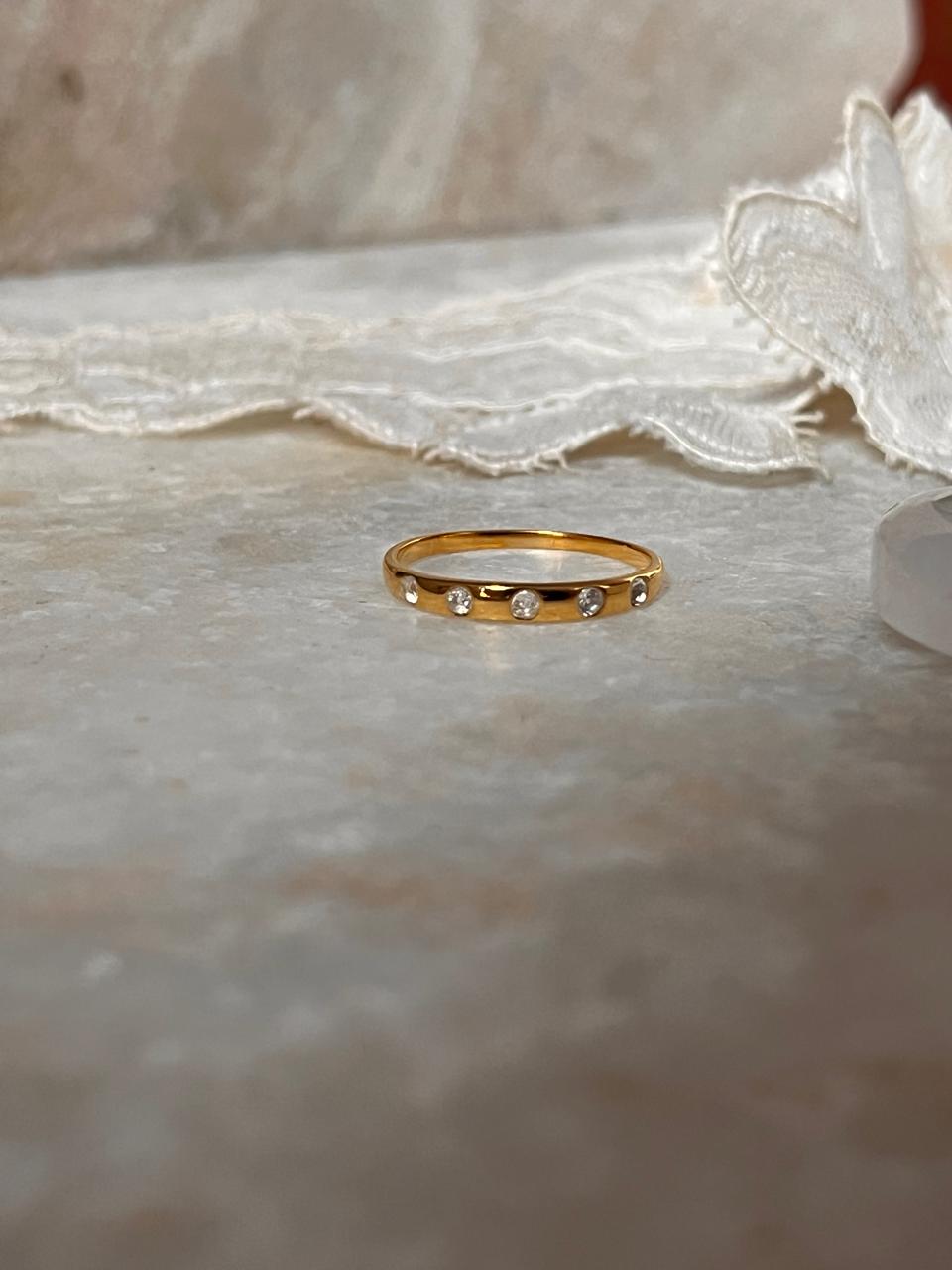 Gold Vermeil Eclipse White Topaz Band 925 Sterling Silver Ring