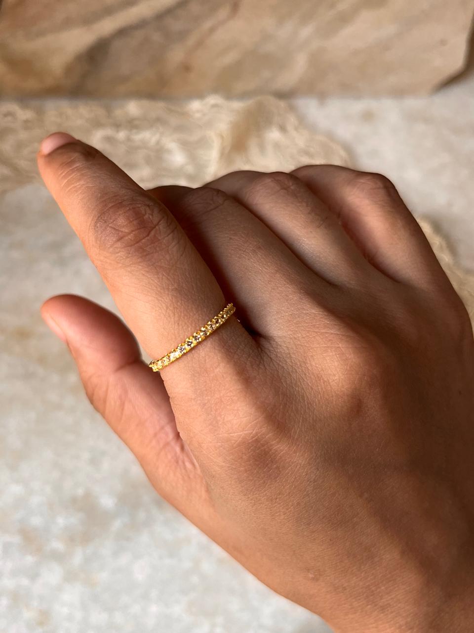 White Topaz Gold Vermeil Stacking Band Ring for Women