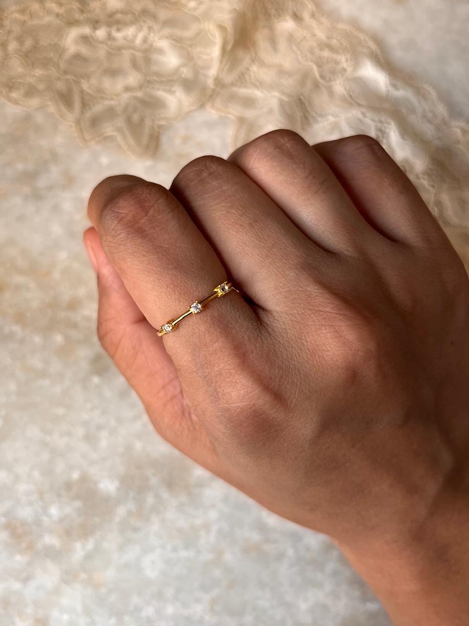 Gold Vermeil Golden Hour White Topaz 925 Sterling Silver Ring