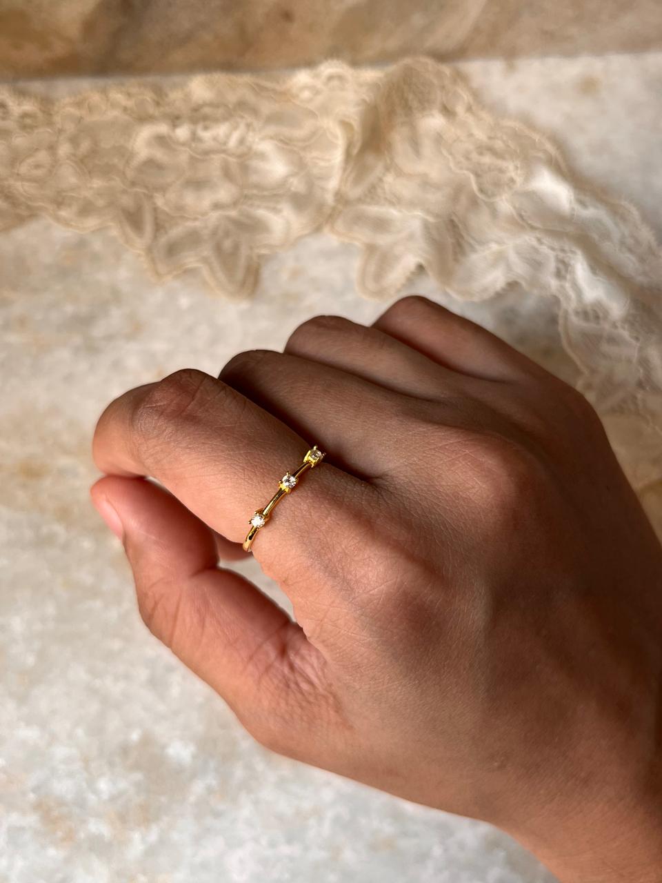 Gold Vermeil Golden Hour White Topaz 925 Sterling Silver Ring