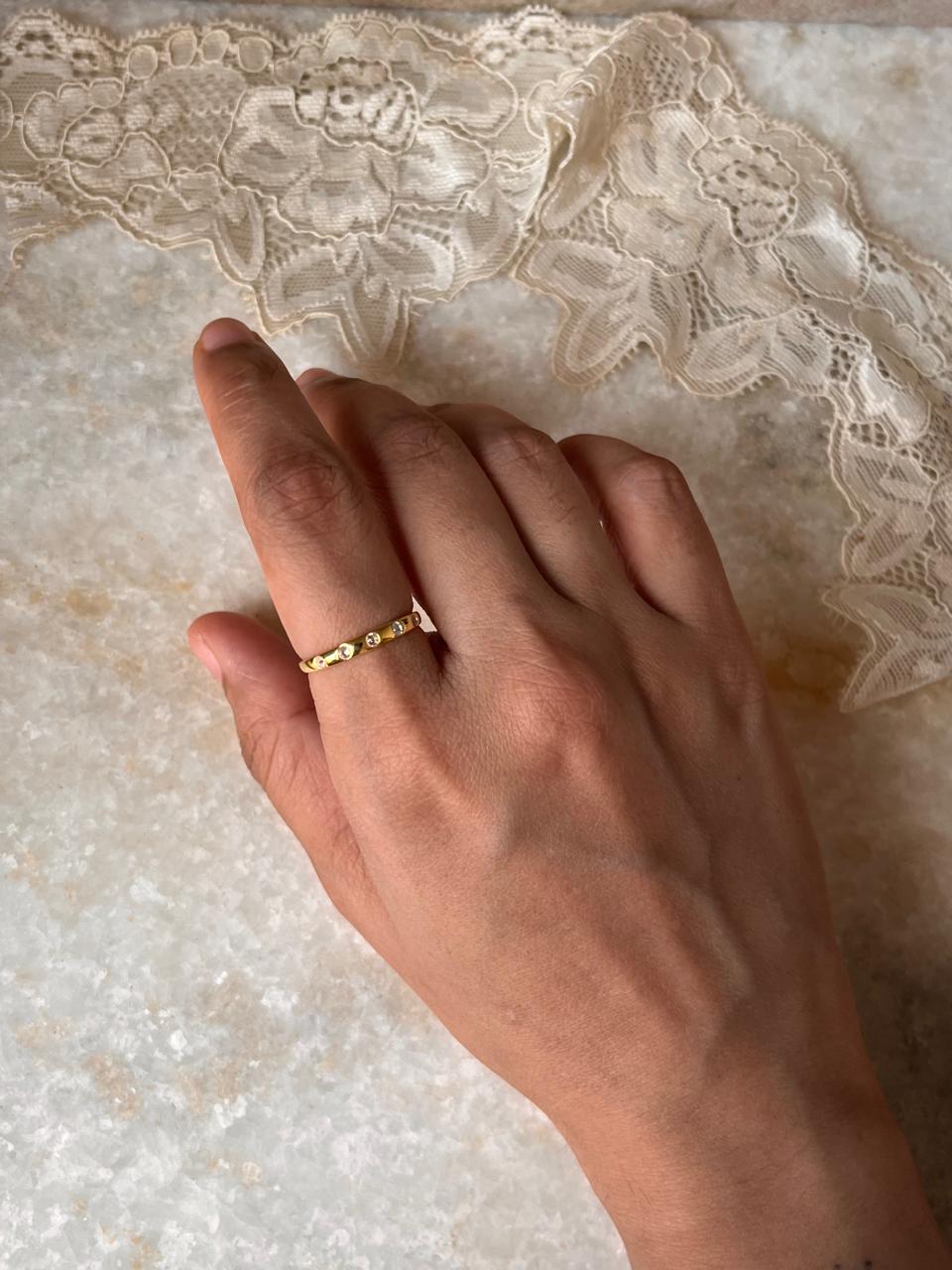 Gold Vermeil Eclipse White Topaz Band 925 Sterling Silver Ring