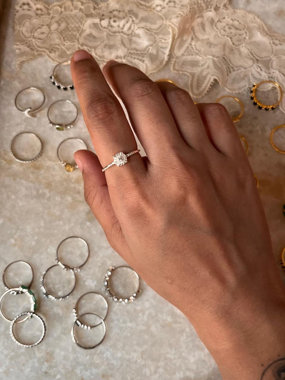 White Topaz Solitaire 925 Sterling Silver Ring