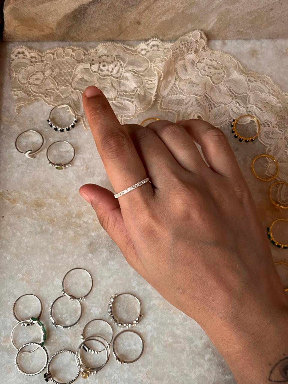 White Topaz full Band 925 Sterling Silver Ring