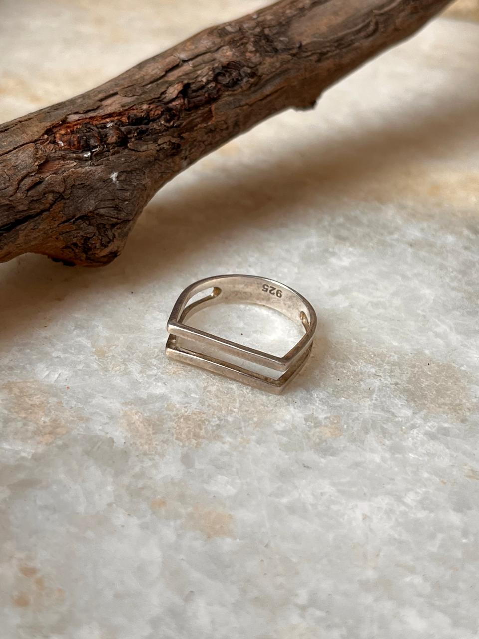 Double Square Stackable 925 Sterling Silver Ring