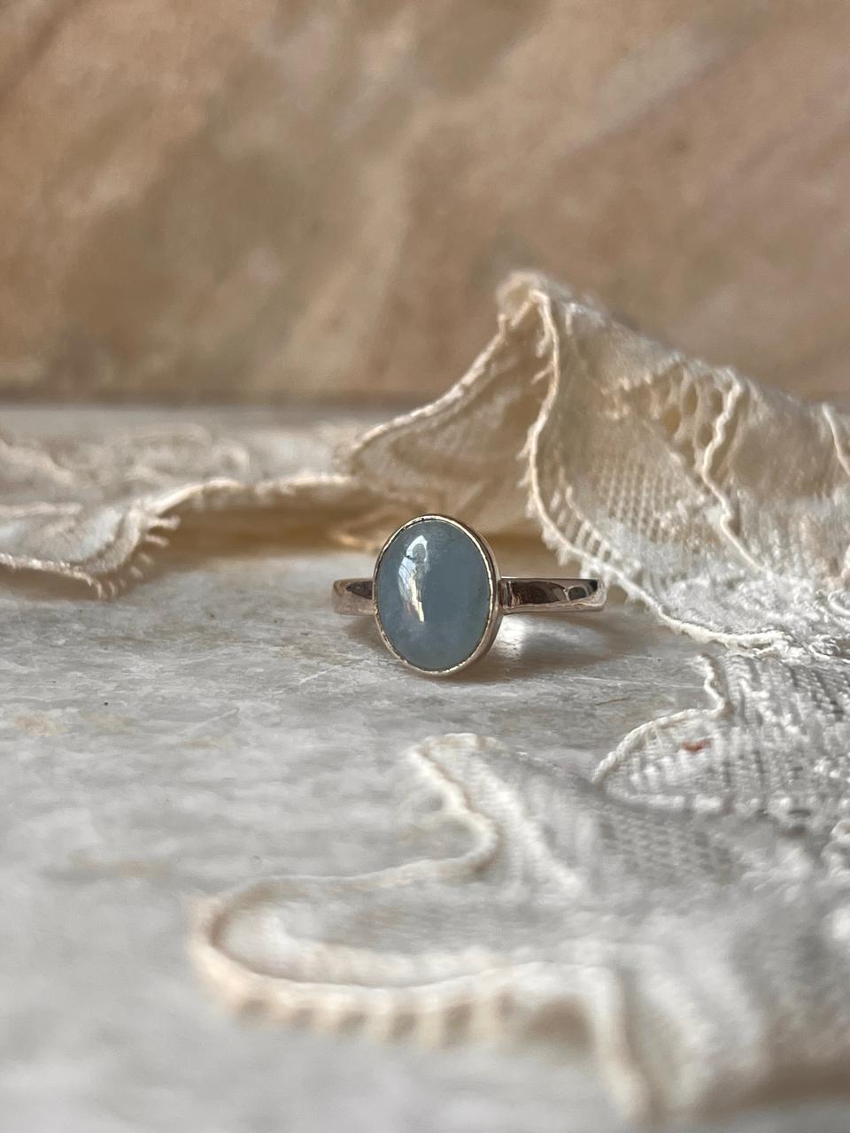 Aquamarine Natural Oval 925 Sterling Silver Ring