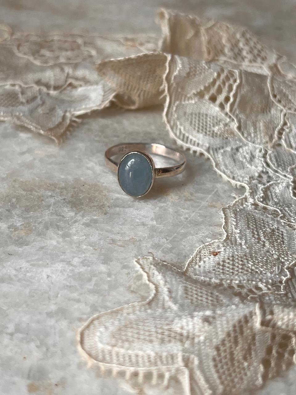 Aquamarine Natural Oval 925 Sterling Silver Ring