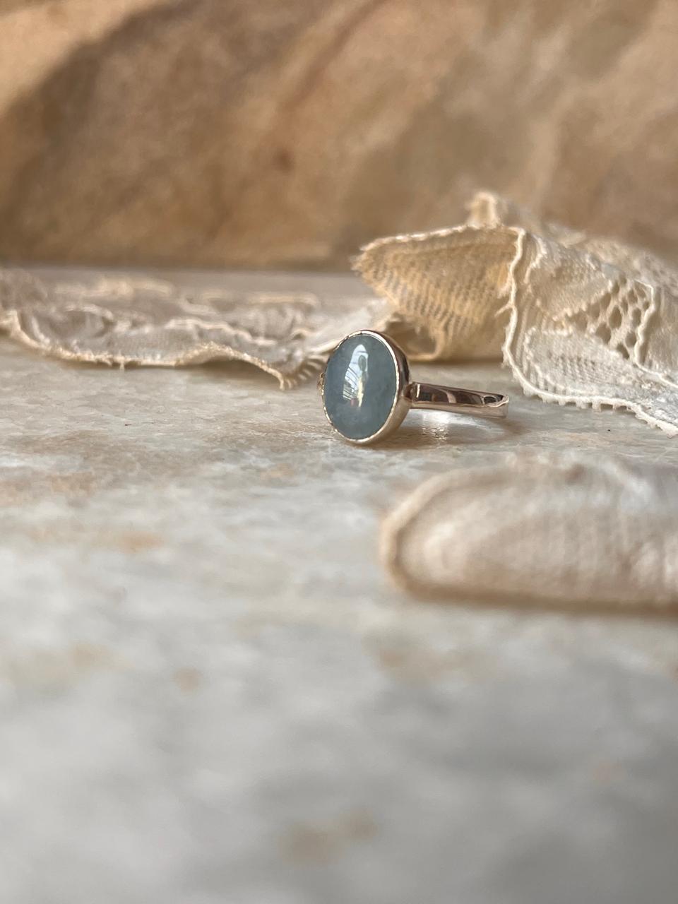 Aquamarine Natural Oval 925 Sterling Silver Ring