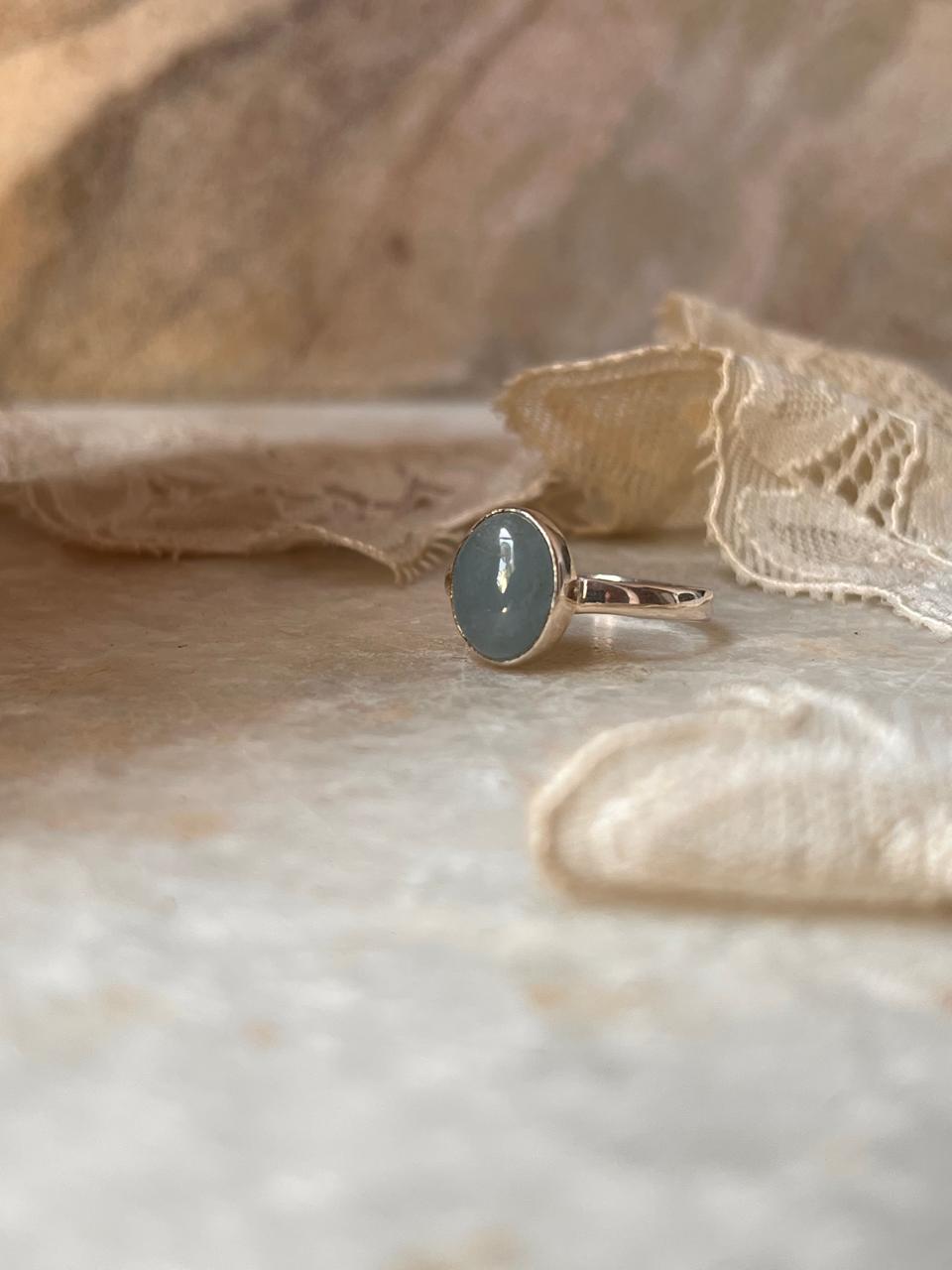Aquamarine Natural Oval 925 Sterling Silver Ring