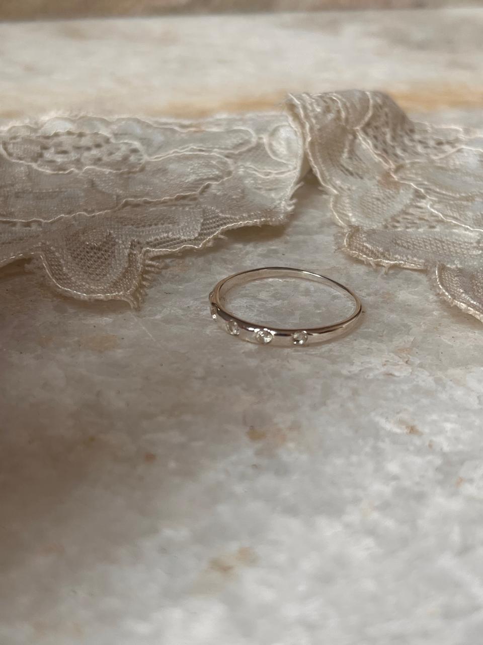 White Topaz Eclipse Band 925 Sterling Silver Ring