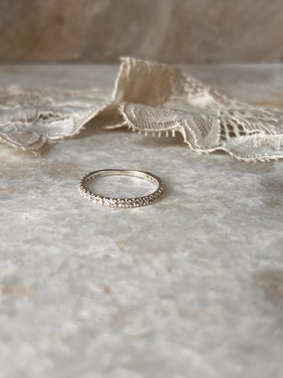 White Topaz full Band 925 Sterling Silver Ring