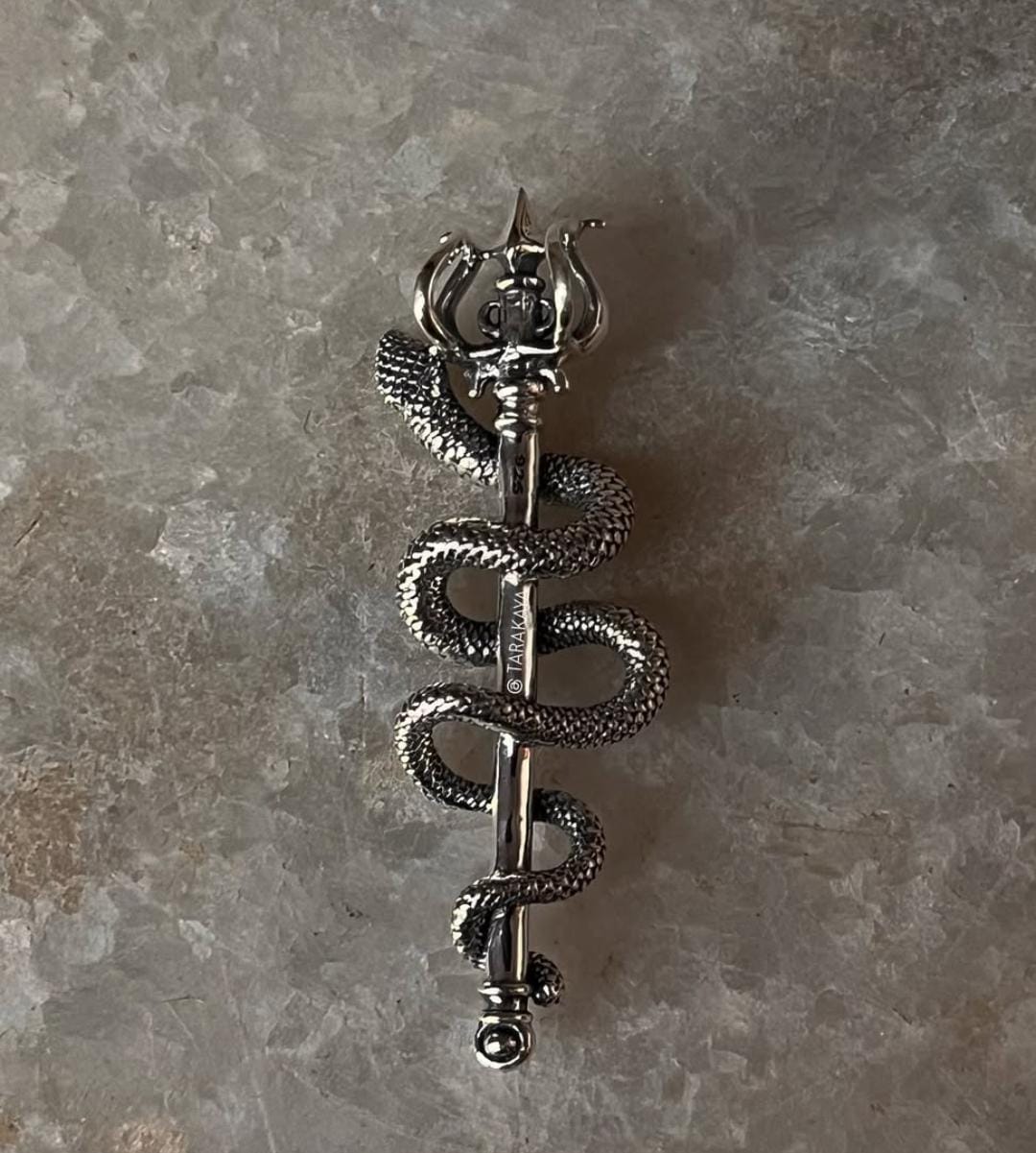 Spiritual Snake Trishul Pendant in 925 Silver