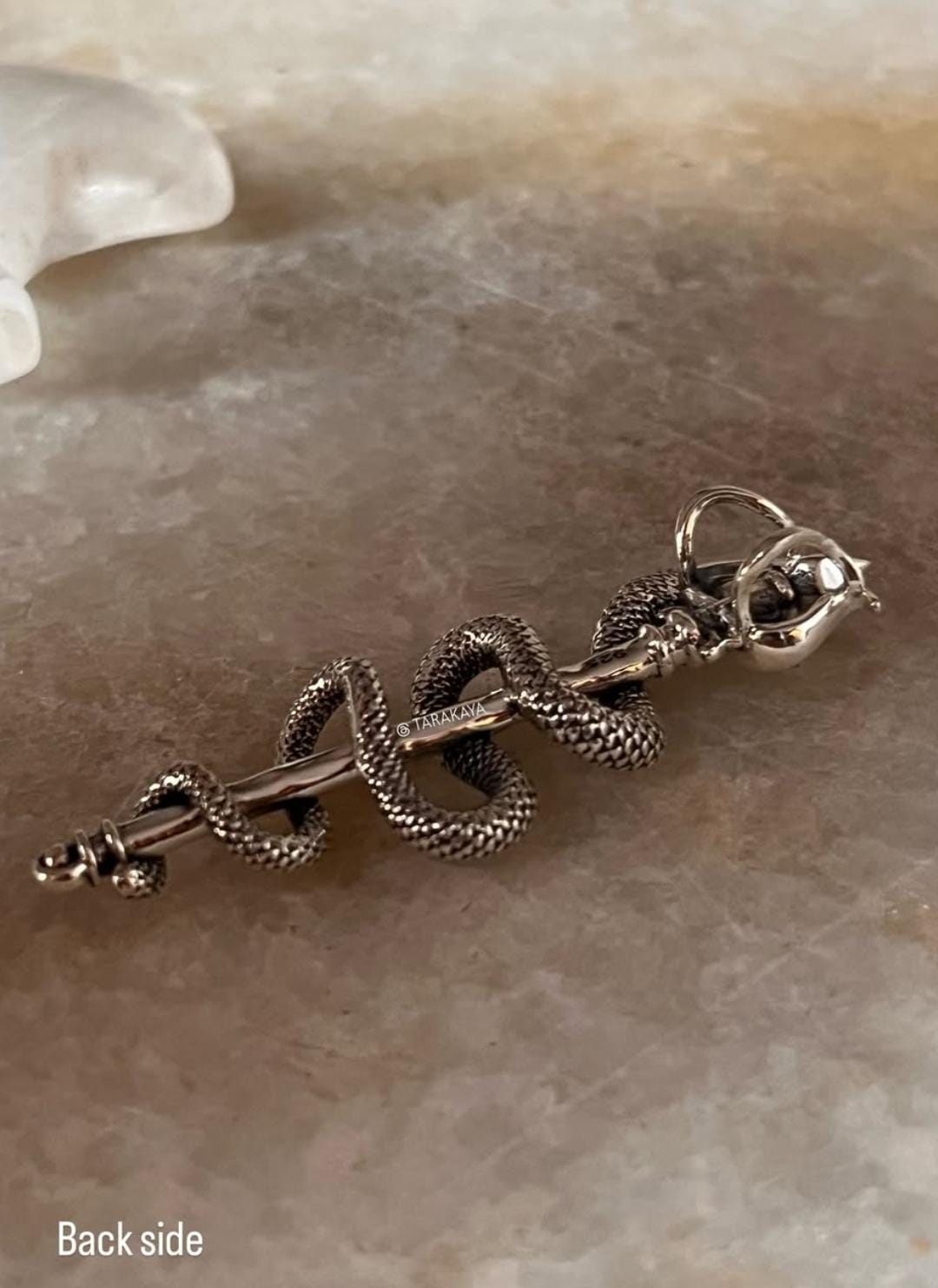 Snake Around Trishul Pendant – Handcrafted in Sterling Silver