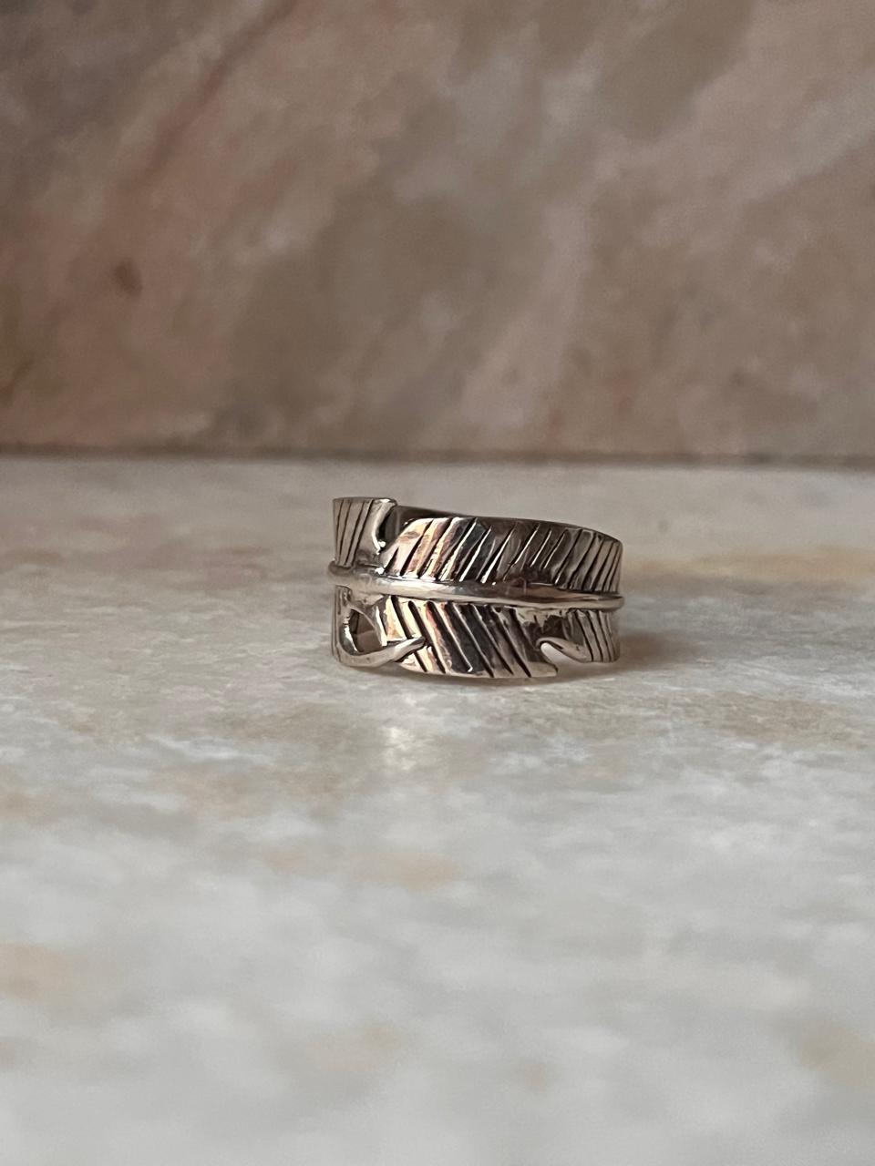 Feather Wrap Adjustable 925 Sterling Silver Ring