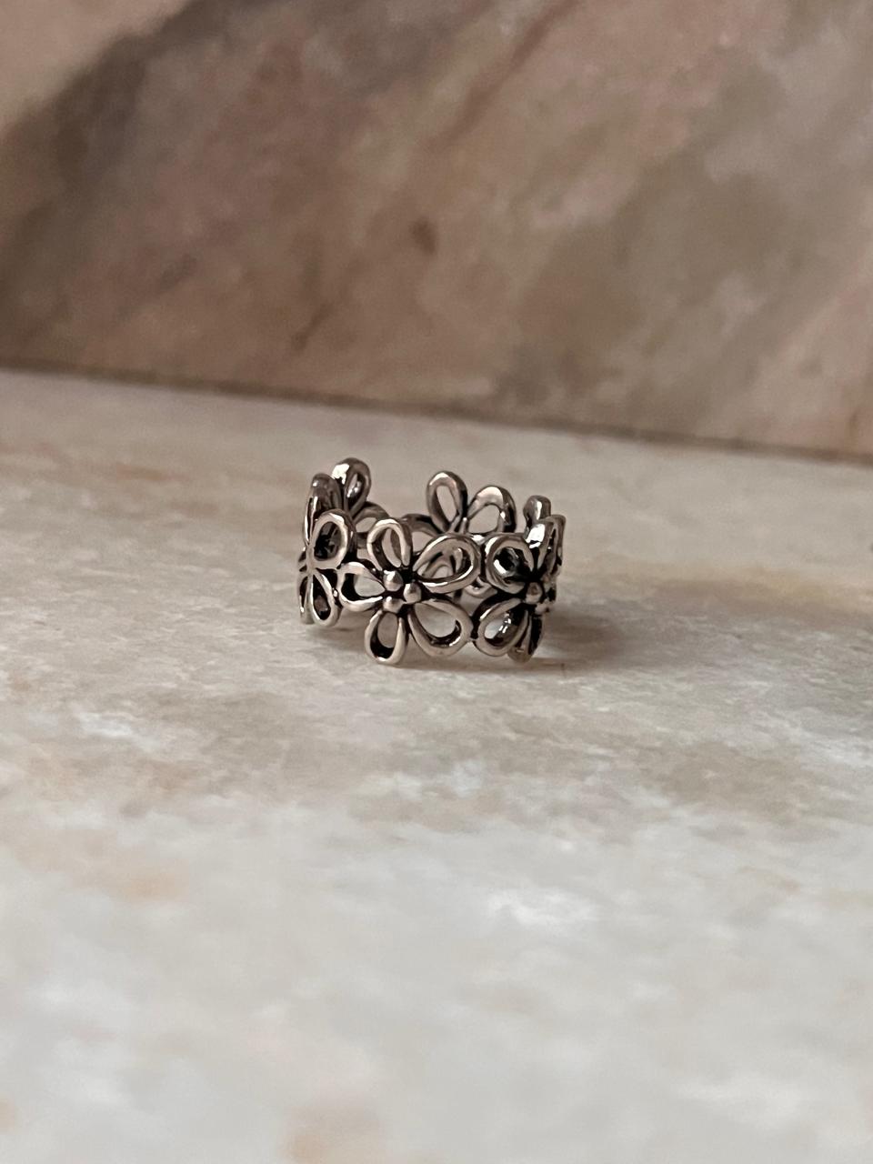 Bloom Floral Adjustable 925 Sterling Silver Ring