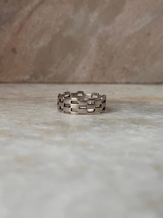 Brick Band Boho 925 Sterling Silver Ring