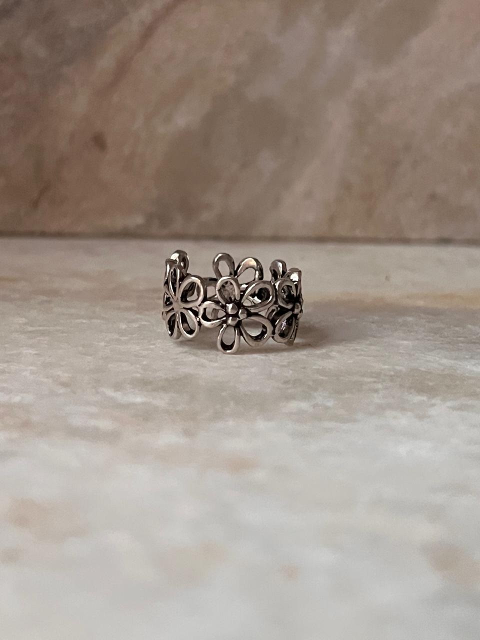 Bloom Floral Adjustable 925 Sterling Silver Ring