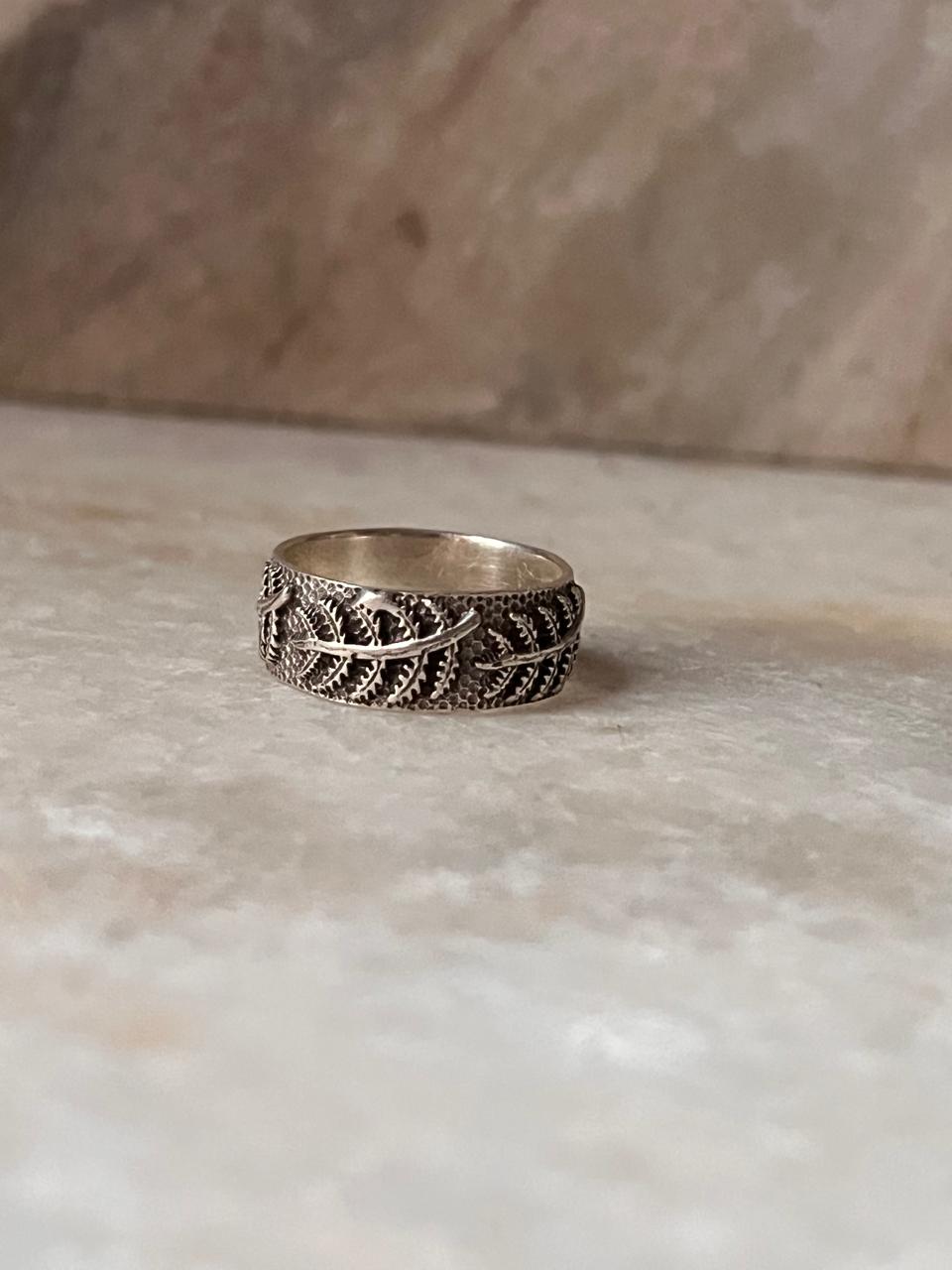 Forest Fern Band 925 Sterling Silver Ring