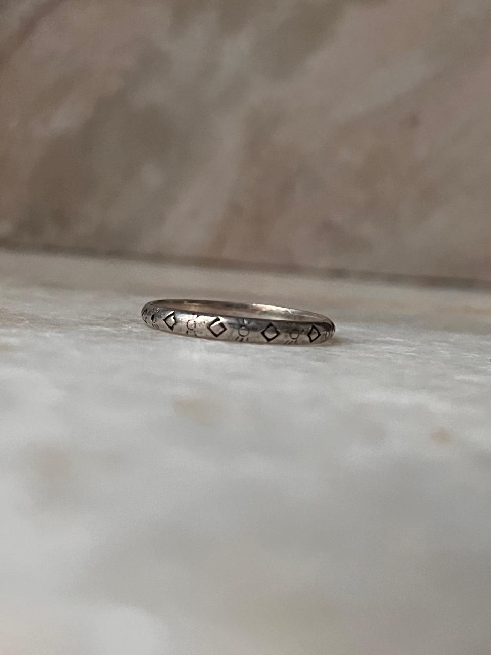 Tribal Engraved Stackable Band 925 Sterling Silver Ring
