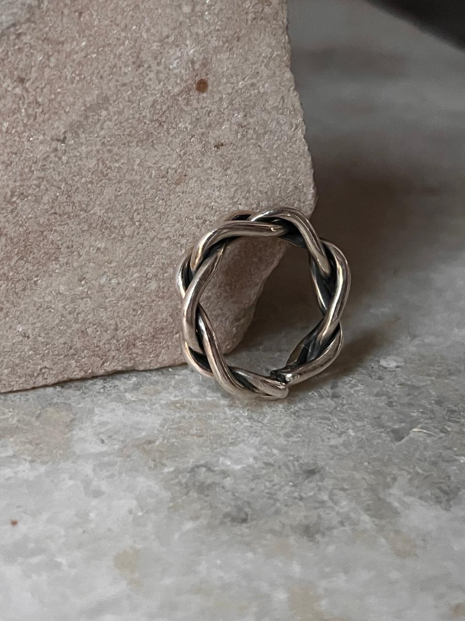 Chunky Twist Braided Adjustable Handcrafted 925 Sterling Silver Ring