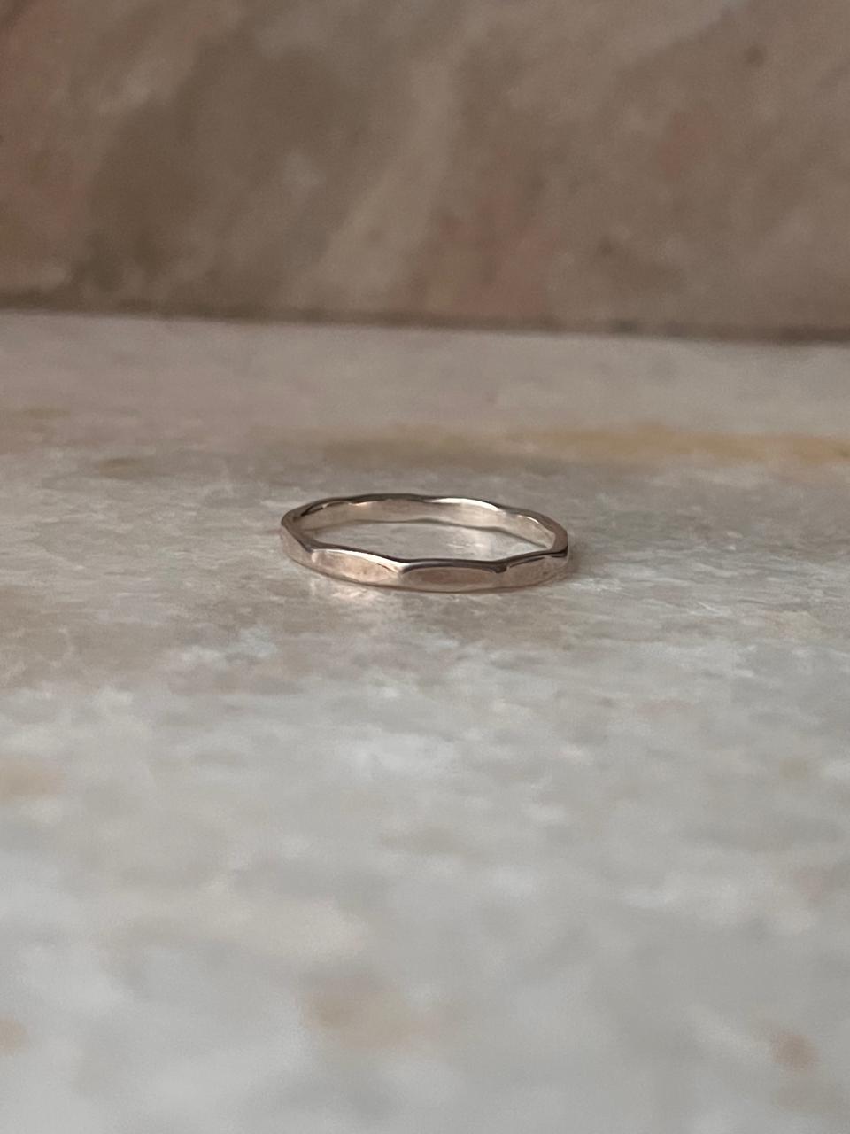 Hammered Band Stackable 925 Sterling Silver Ring