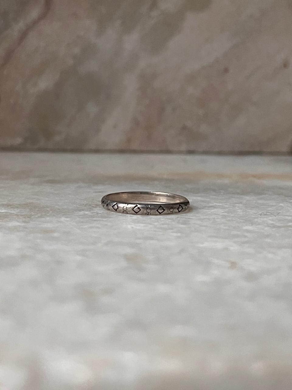 Tribal Engraved Stackable Band 925 Sterling Silver Ring